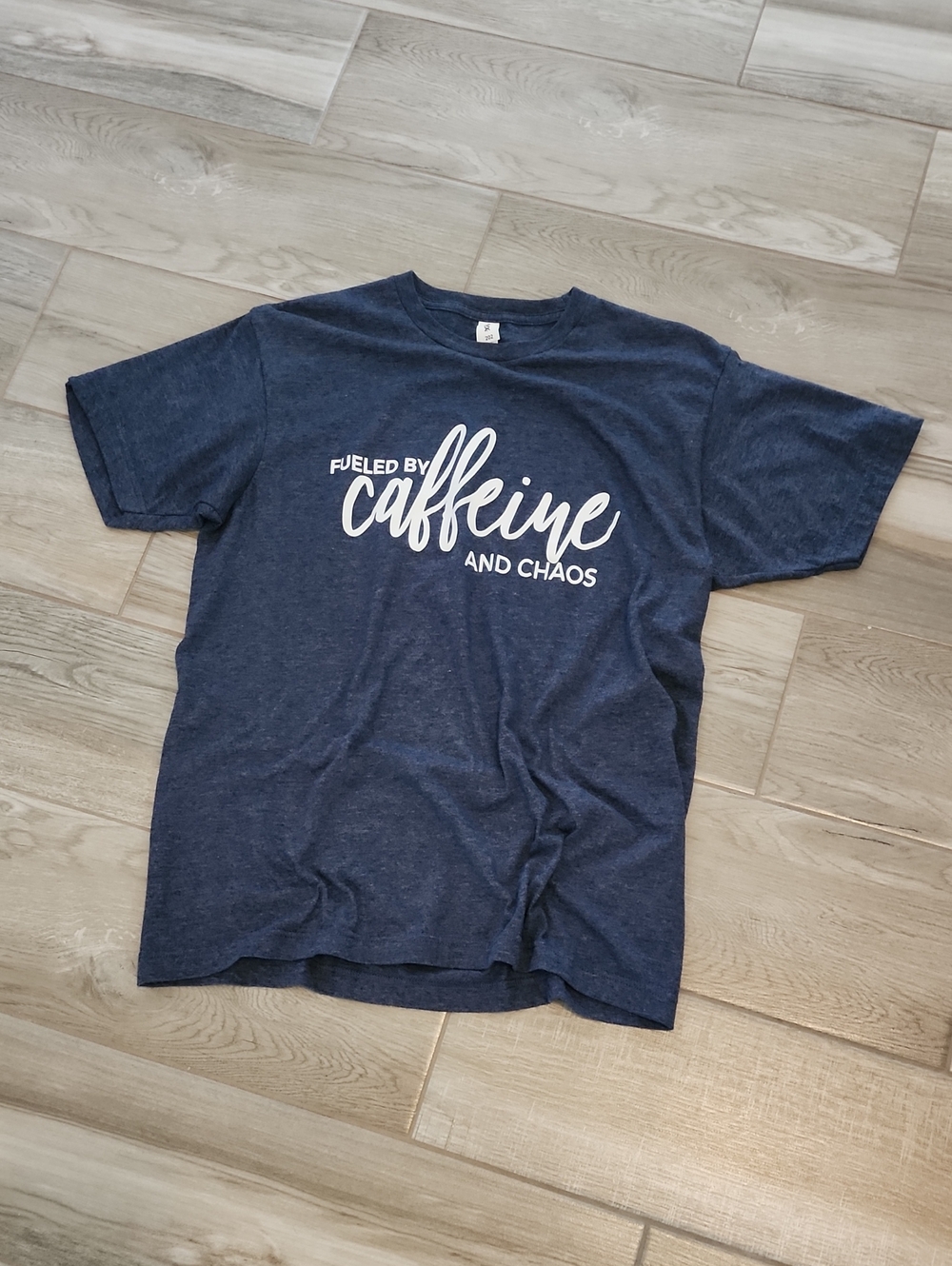 NWOT Tultex- Caffeine & Chaos Navy Blue Tee